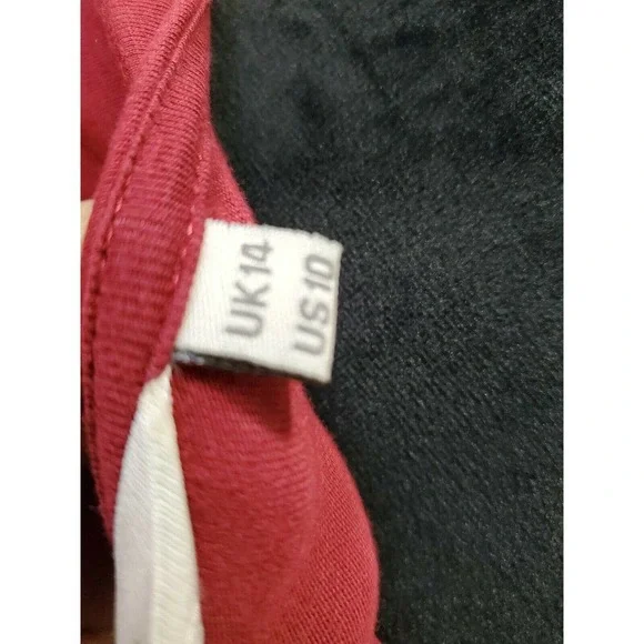 People Tree Women's Red Polyester V-Neck Long Sleeve Knee Length Dress Size 10 - Picture 10 of 12